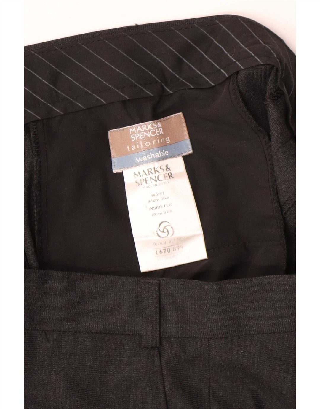 Marks & Spencer Herre Skræddersyede Lige Chinobukser W36 L27 Sort