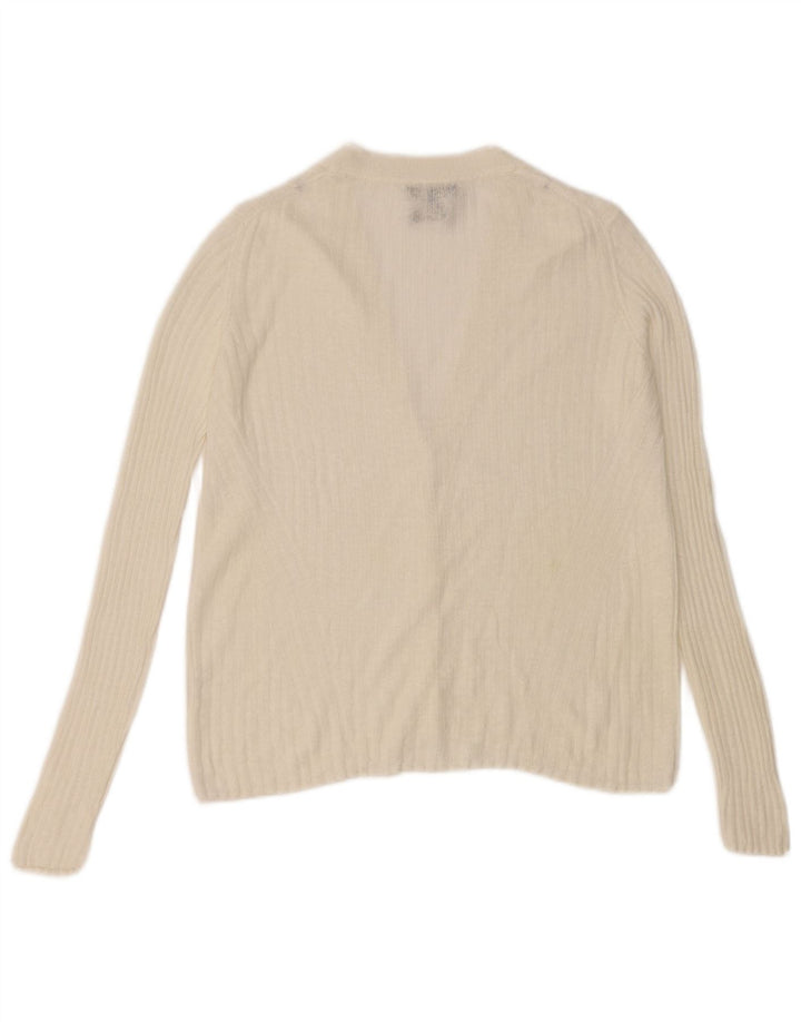 Massimo Dutti Dame Cardigan Sweater UK 10 Small White Linen