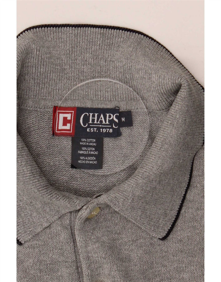 Chaps Herre Polo Neck Jumper Sweater Medium Grå Bomuld