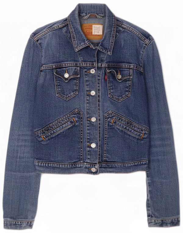 Levi's Girls Distressed Denim Jacket 9-10 Years Small Blue Cotton