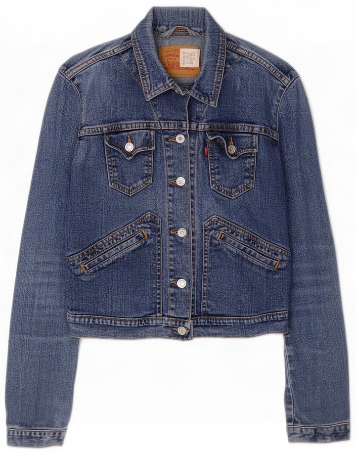Levi's Girls Distressed Denim Jacket 9-10 Years Small Blue Cotton