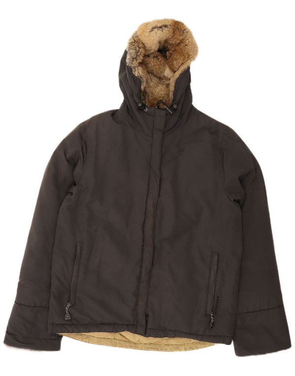 Woolrich Polstret hættejakke til kvinder UK 14 Medium Sort Nylon