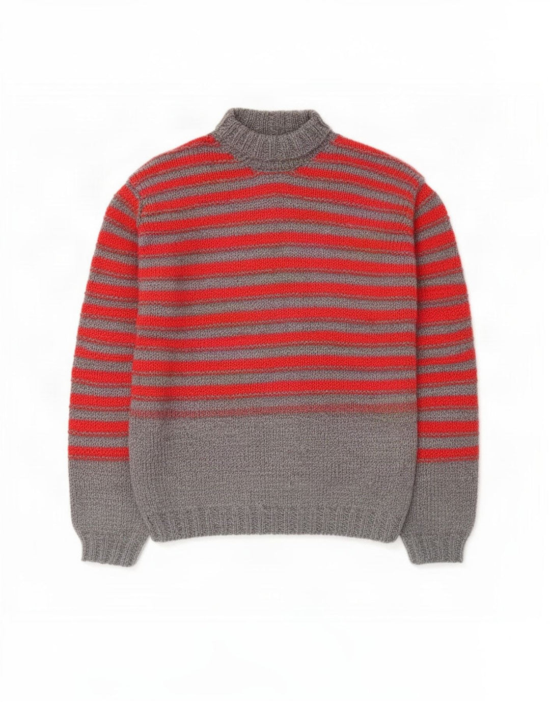Vintage Herre rullehals sweater mellem grå stribet