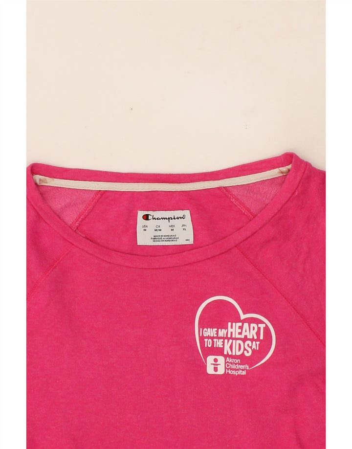 CHAMPION Womens Sweatshirt Jumper UK 14 Medium Pink Cotton Vintage Champion and Second-Hand Champion from Messina Hembry 