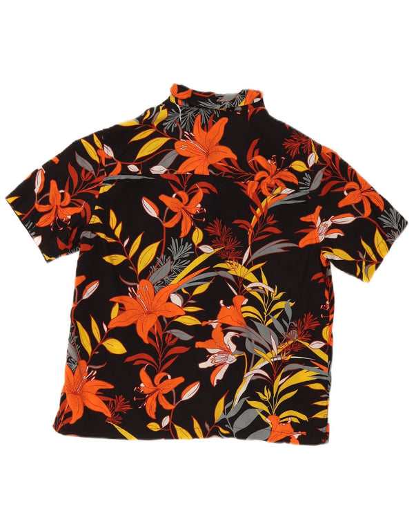 Superdry kortærmet skjorte til kvinder UK 10 Small Black Floral Hawaiian