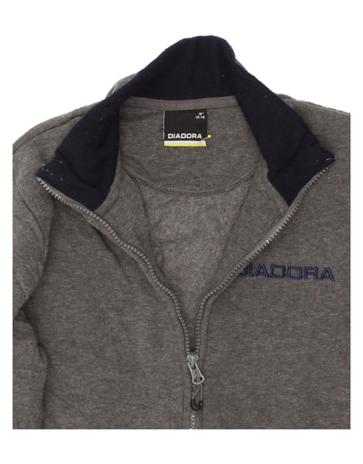 DIADORA Boys Tracksuit Top Jacket 13-14 Years Grey Polyester Vintage Diadora and Second-Hand Diadora from Messina Hembry 