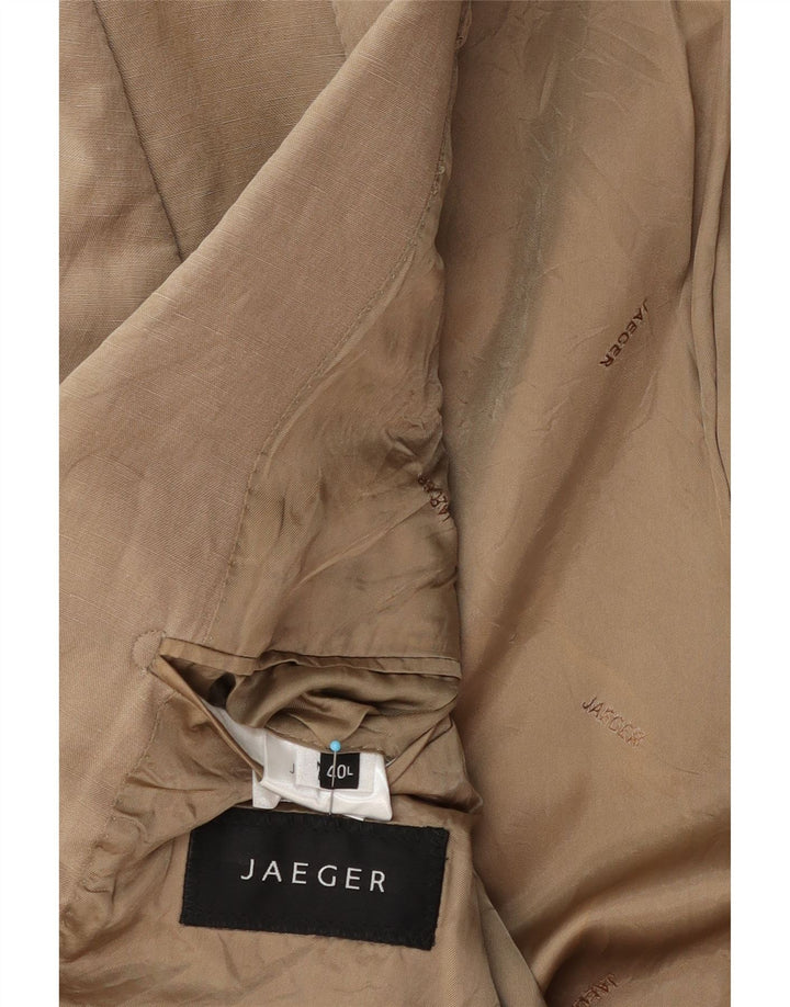 Jaeger Herre 2 Button Blazer Jacket UK 40 Large Beige Silk