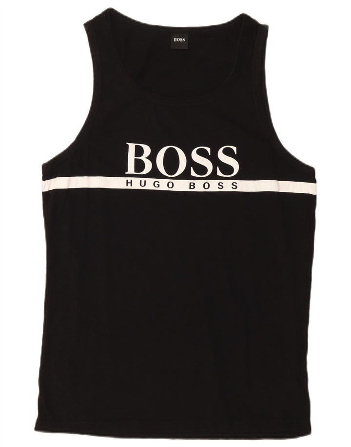 Hugo Boss Herre Grafisk Vest Top Stor Sort Bomuld