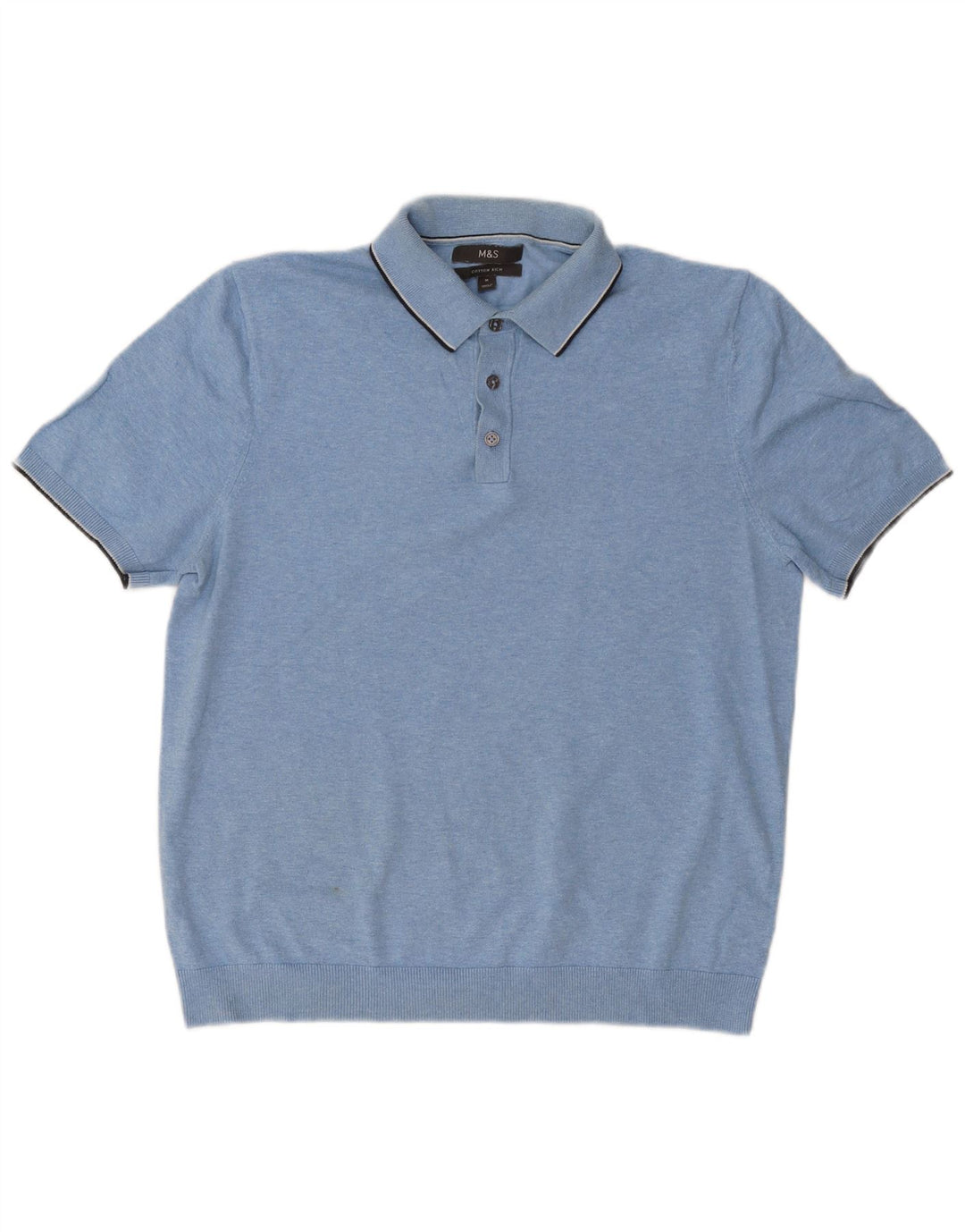 Marks & Spencer Herre kortærmet polo-hals sweater mellemblå