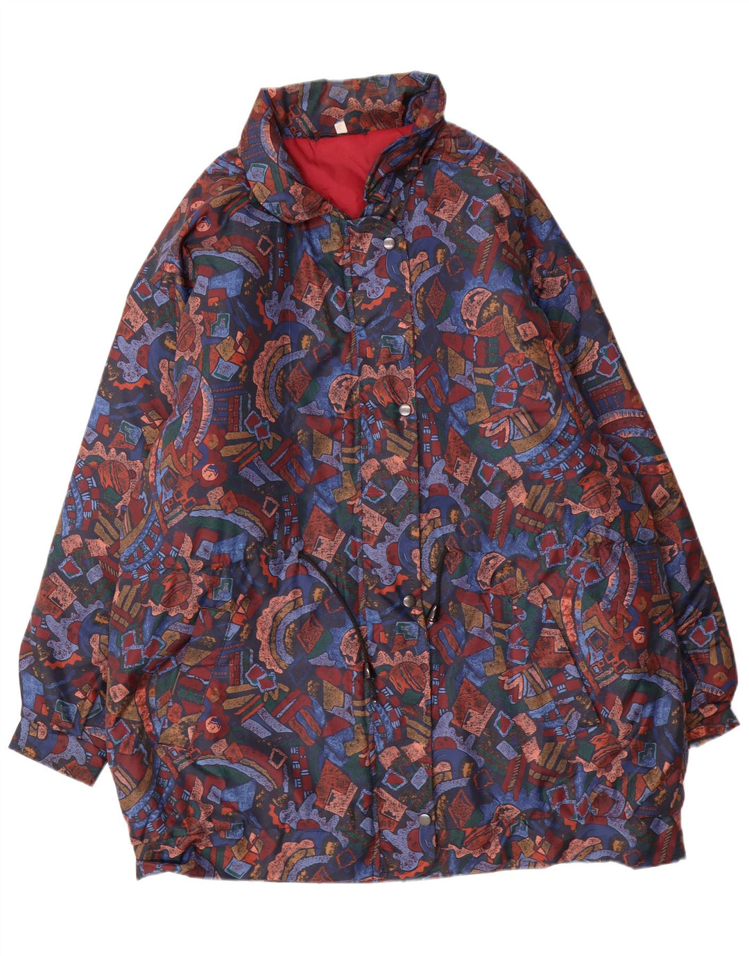 VINTAGE Dame Windbreaker Coat UK 16 Stor Flerfarvet Geometrisk