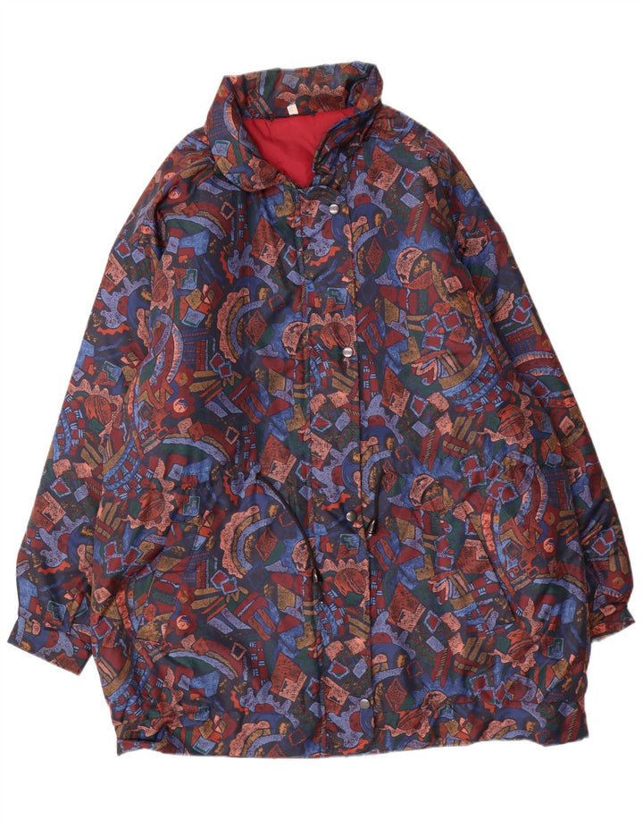 VINTAGE Dame Windbreaker Coat UK 16 Stor Flerfarvet Geometrisk