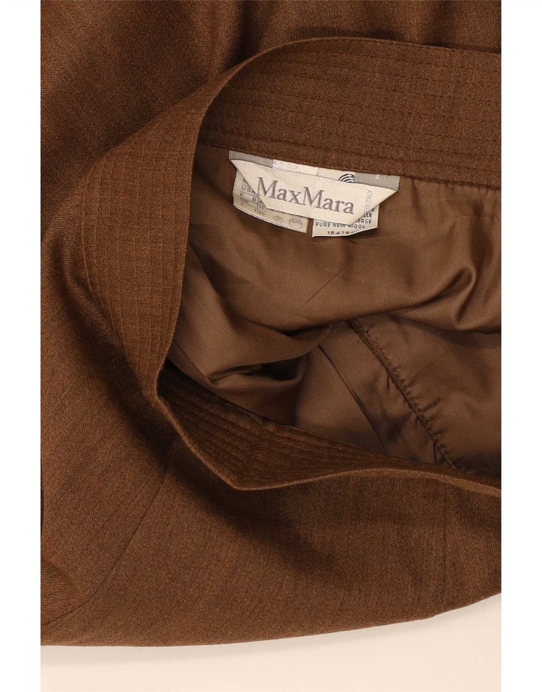 Max Mara Dame Pencil Skirt UK 16 Large W32 Brown Wool