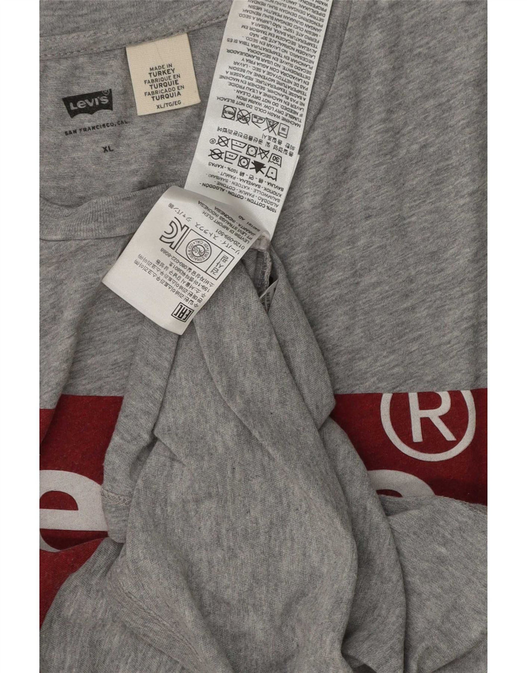 Levi's Herre grafisk T-shirt Top XL Grå Bomuld