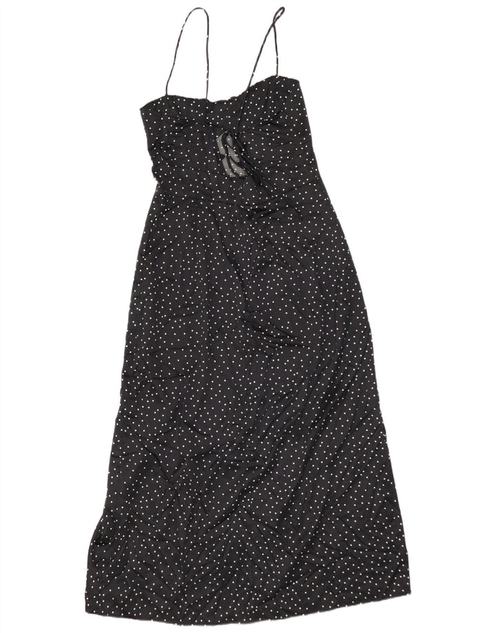 Zara Womens Slip Dress UK 12 Medium Black Polka Dot Polyester