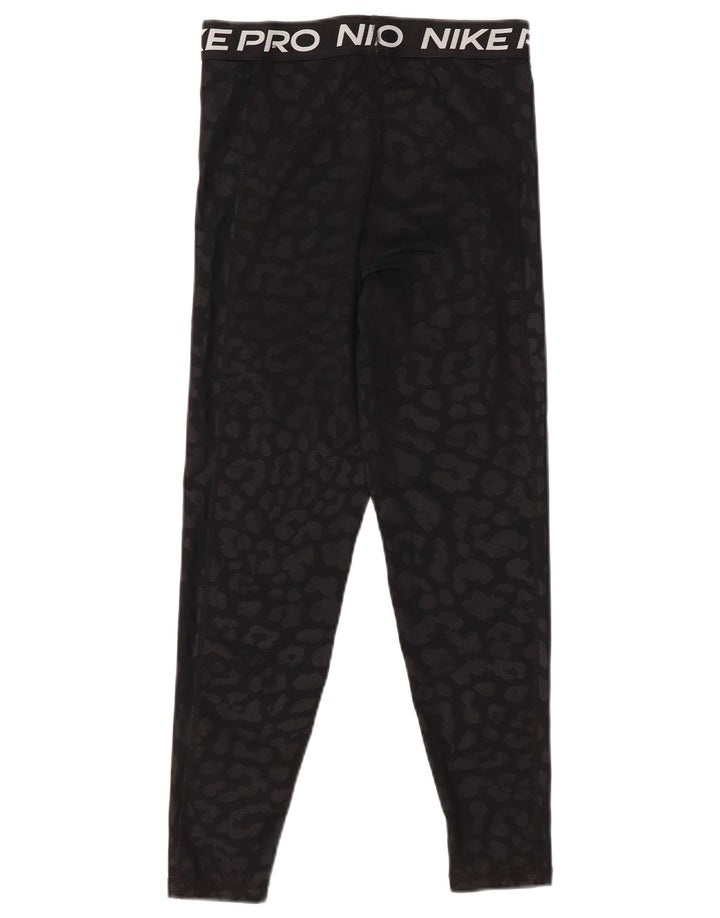 Nike Dame Grafisk Capri Leggings UK 8 Small Black Animal Print Polyester
