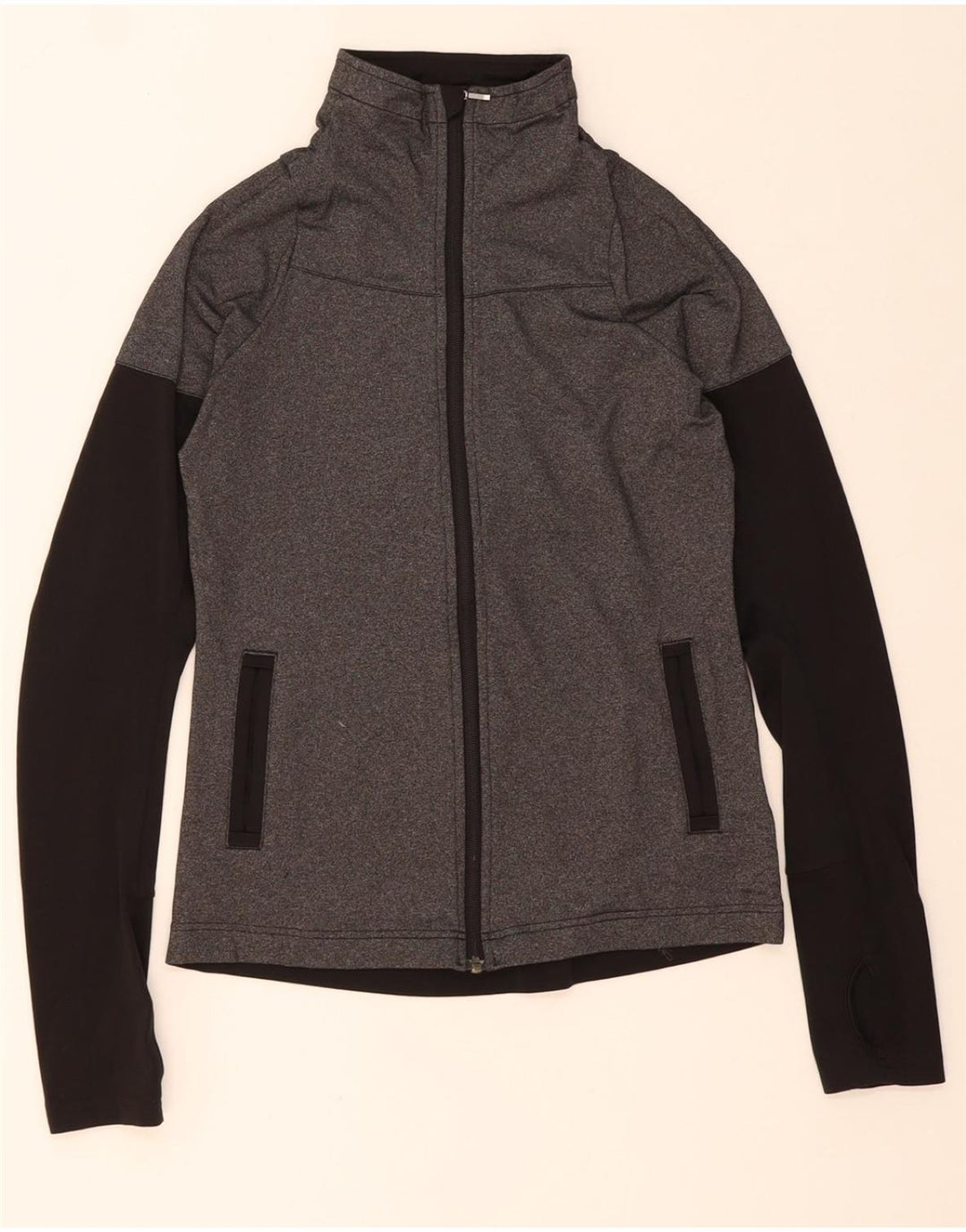 ADIDAS Womens Climalite Tracksuit Top Jacket UK 10 Small Grey Colourblock Vintage Adidas and Second-Hand Adidas from Messina Hembry 