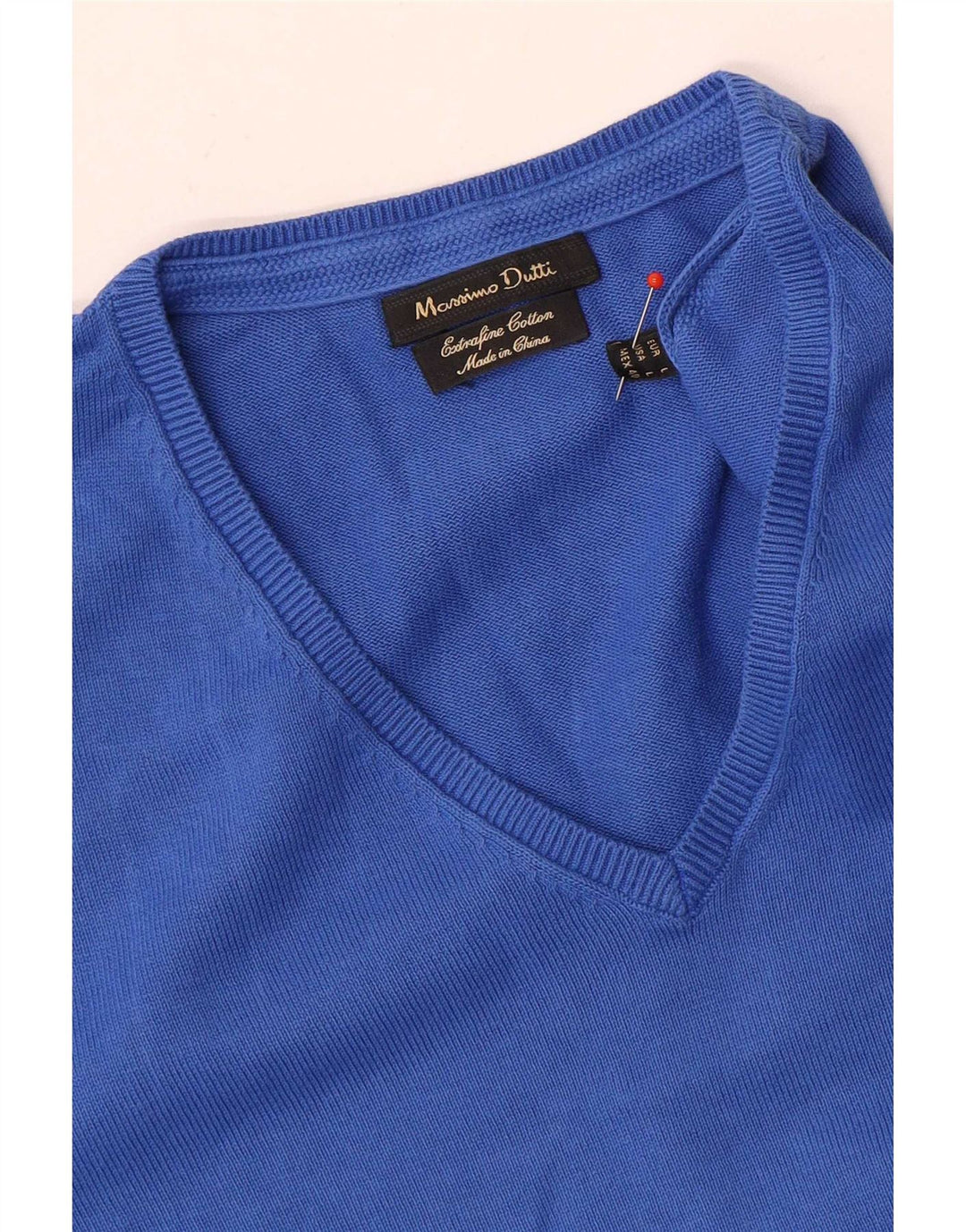 Massimo Dutti Herre V-hals sweater Stor Blå Bomuld
