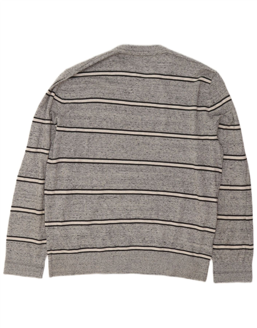 Gap herre rund hals sweater stor grå stribet bomuld