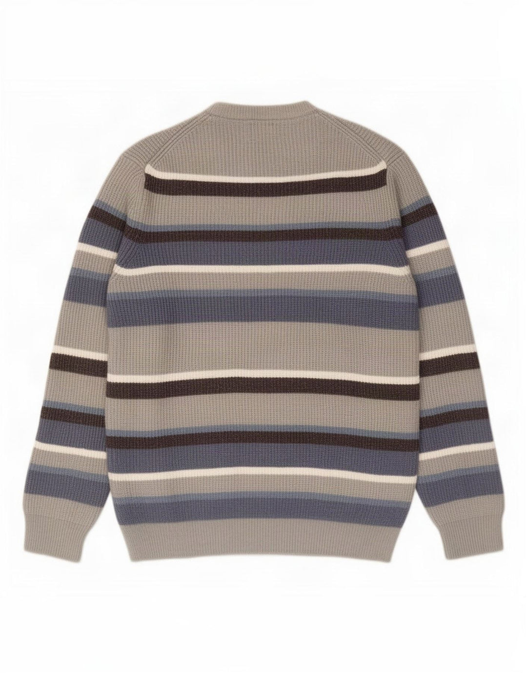 Marks & Spencer Herre sweater med rund hals, stor grå stribet polyester