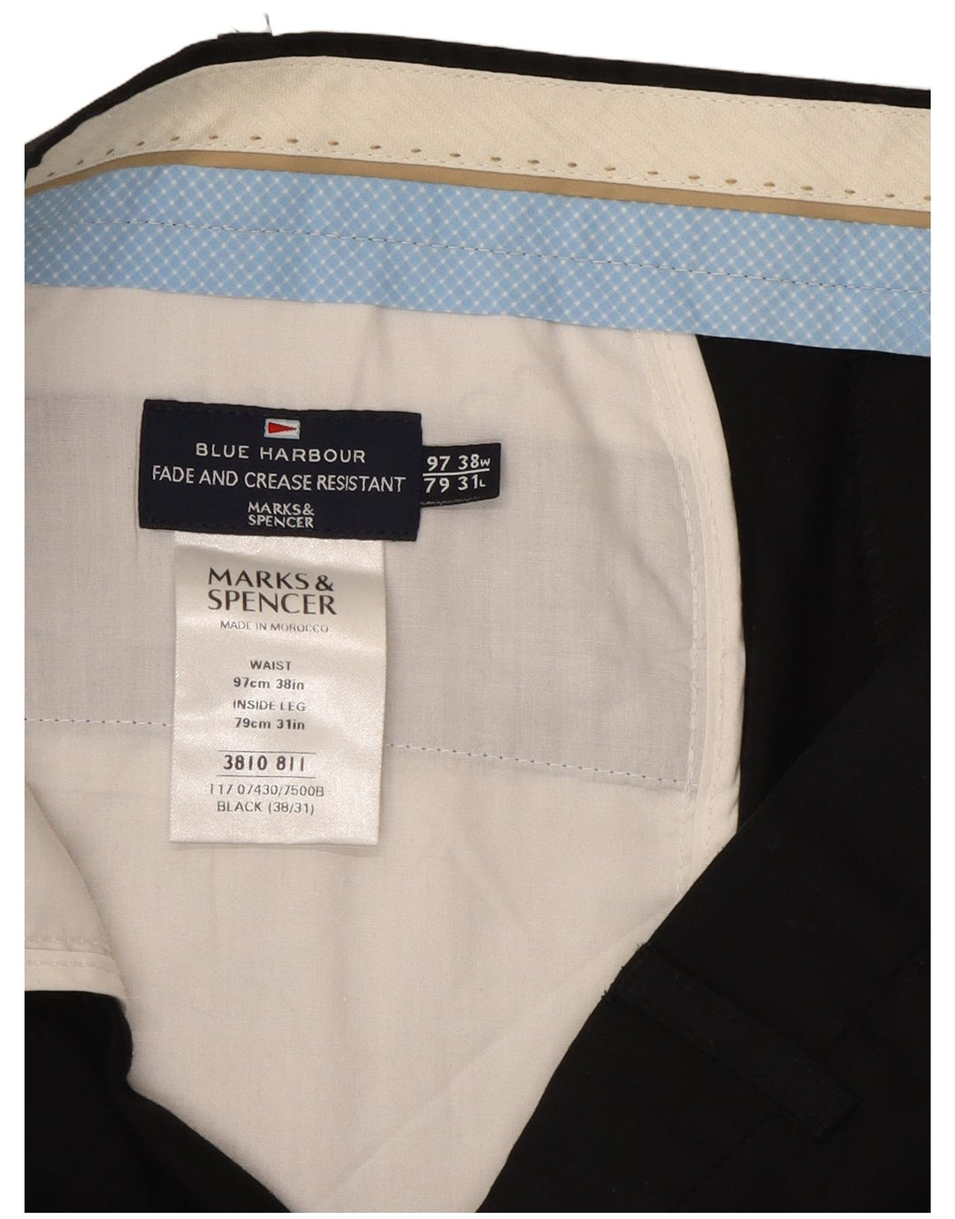 Marks & Spencer Herre Blue Harbor Straight Suit Bukser W38 L31 Sort