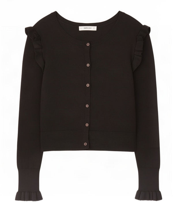 Zara Dame Cardigan Sweater UK 10 Small Black Viscose