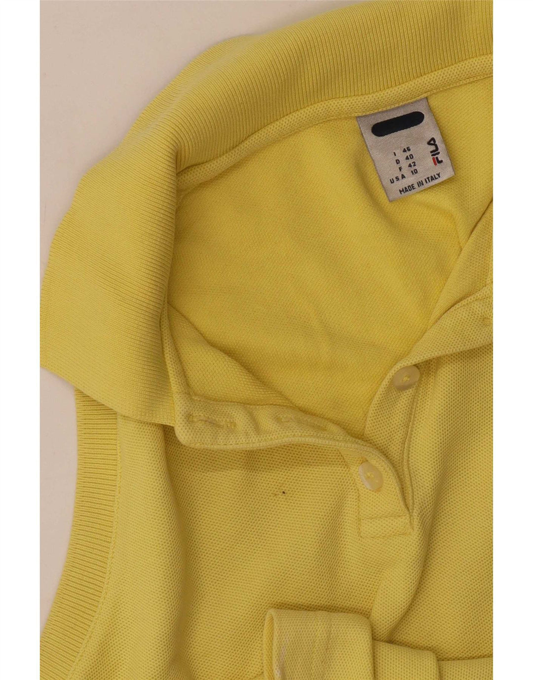Fila Dame ærmeløs Polo Shirt IT 46 Large Yellow