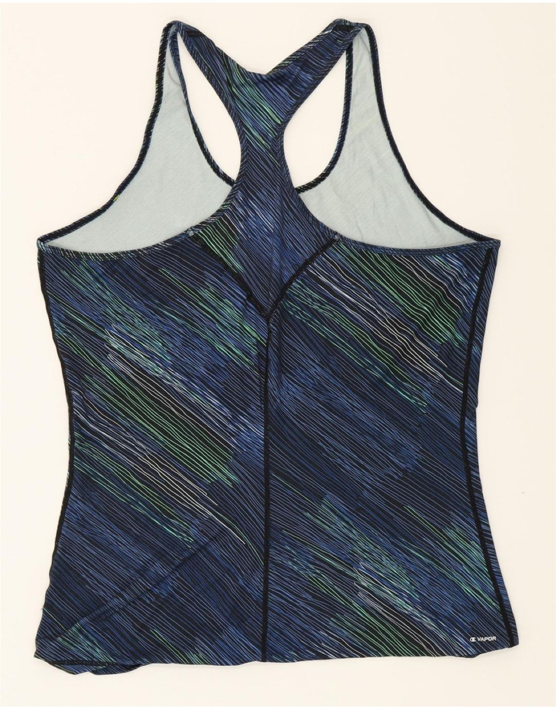 CHAMPION Womens Vest Top UK 16 Large Navy Blue Pinstripe Vintage Champion and Second-Hand Champion from Messina Hembry 