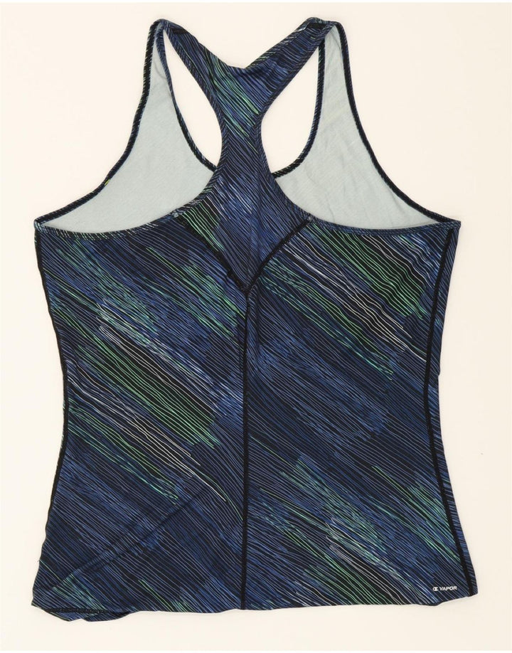 CHAMPION Womens Vest Top UK 16 Large Navy Blue Pinstripe Vintage Champion and Second-Hand Champion from Messina Hembry 