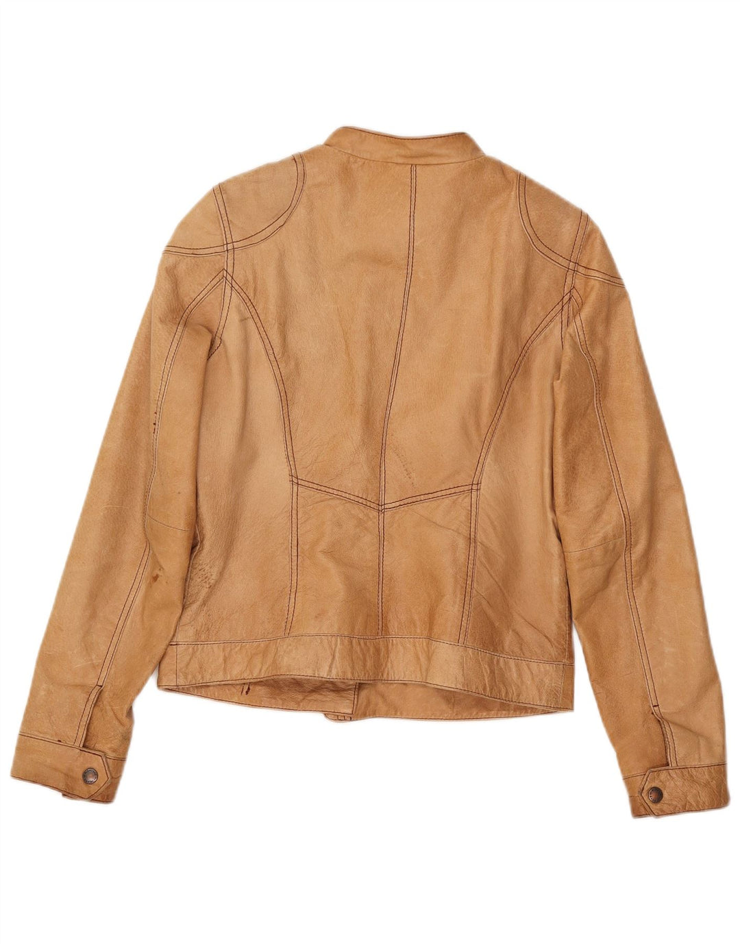 Vintage læderjakke til kvinder UK 12 Medium Beige Læder