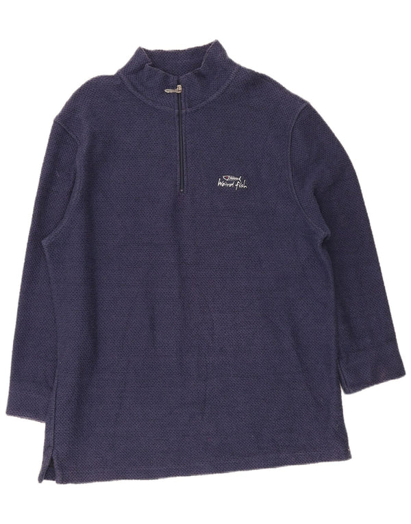 Weird Fish Herre Zip Neck Sweatshirt Jumper 2XL Navy Blue Bomuld