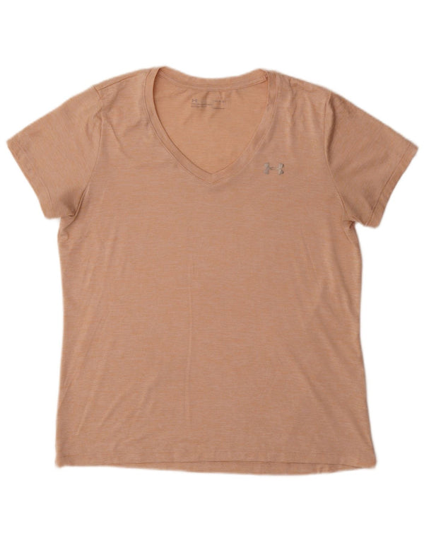 Under Armour Dame Heat Gear T-Shirt Top Large Pink Flecked