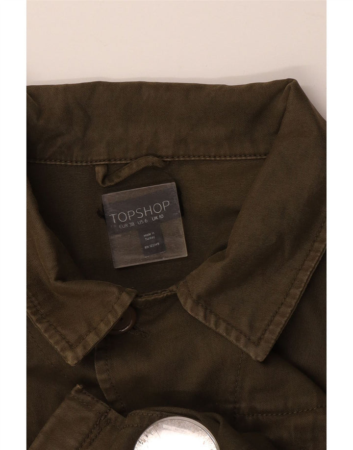 TOPSHOP Dame Oversized Military Jacket UK 10 Small Khaki Cotton