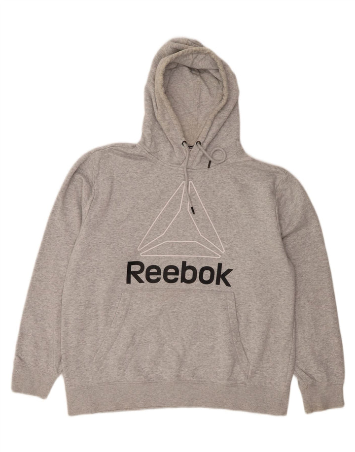 REEBOK Mens Graphic Hoodie Jumper XL Grey Cotton Vintage Reebok and Second-Hand Reebok from Messina Hembry 