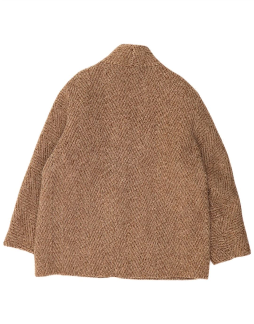 VINTAGE Dameoverfrakke UK 18 XL Beige Chevron