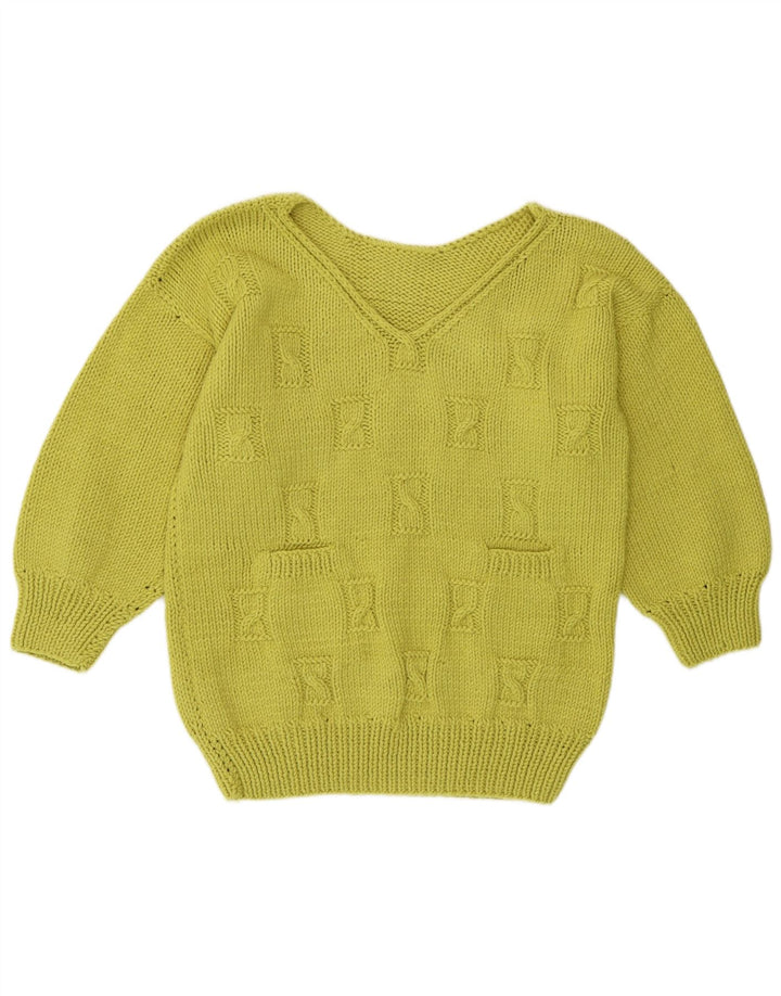 Vintage Womens V-Neck Jumper Sweater UK 16 Large Green
