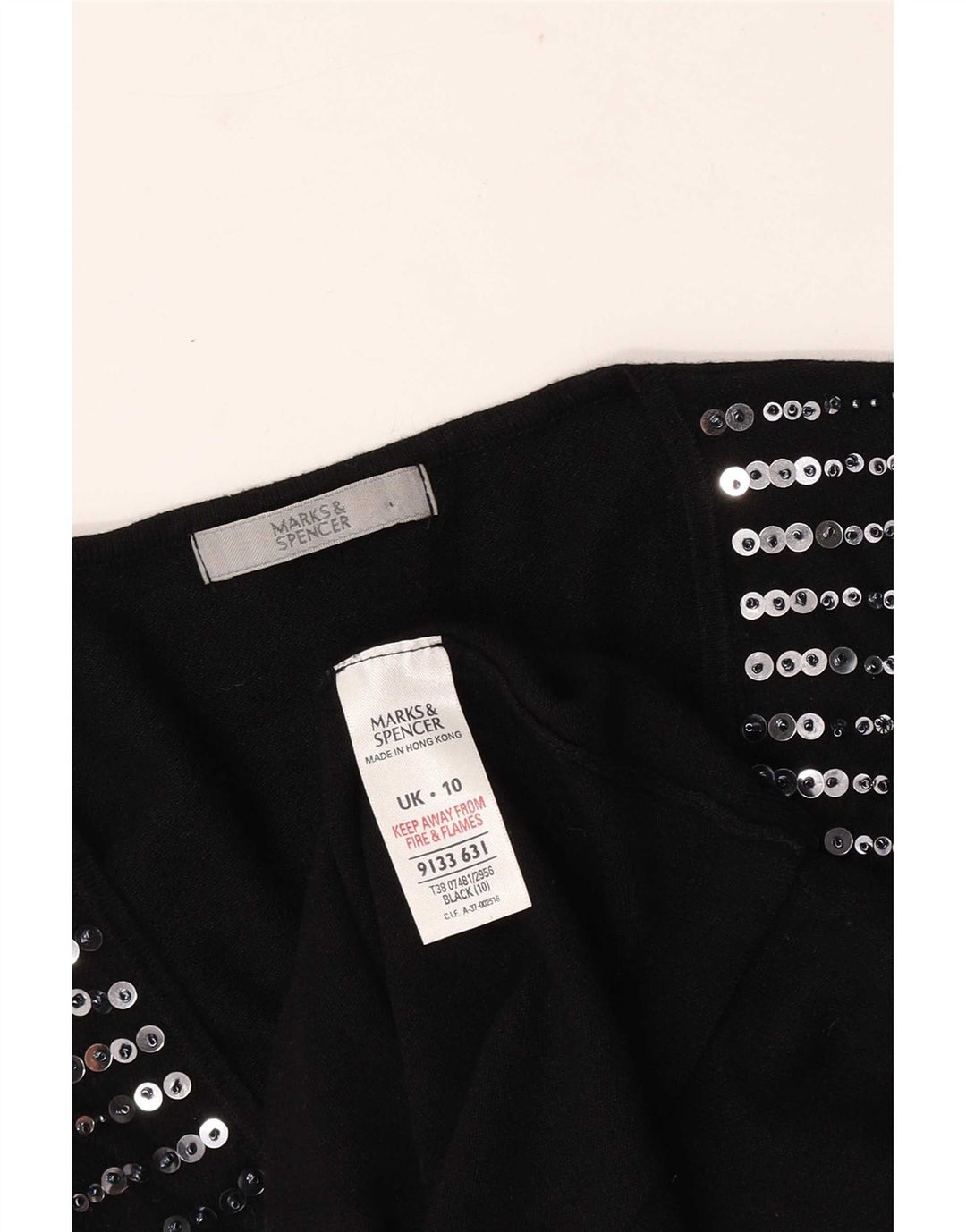 Marks & Spencer Dame Top 3/4 ærme UK 10 Small Black Viscose
