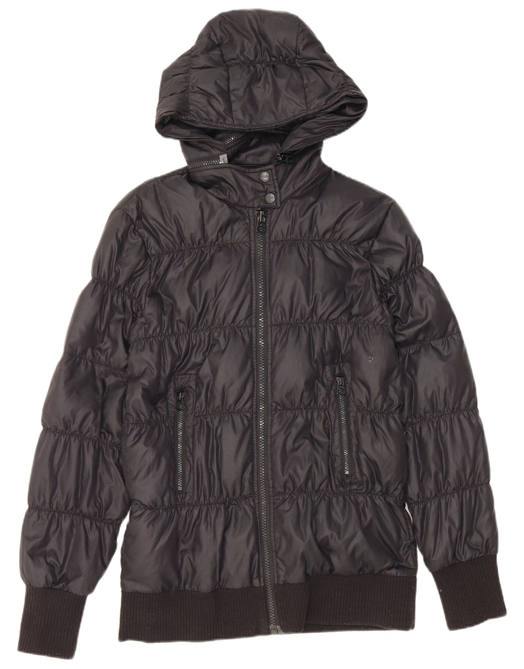 Replay Dame Hooded Padded Jacket UK 14 Large Black Polyamide
