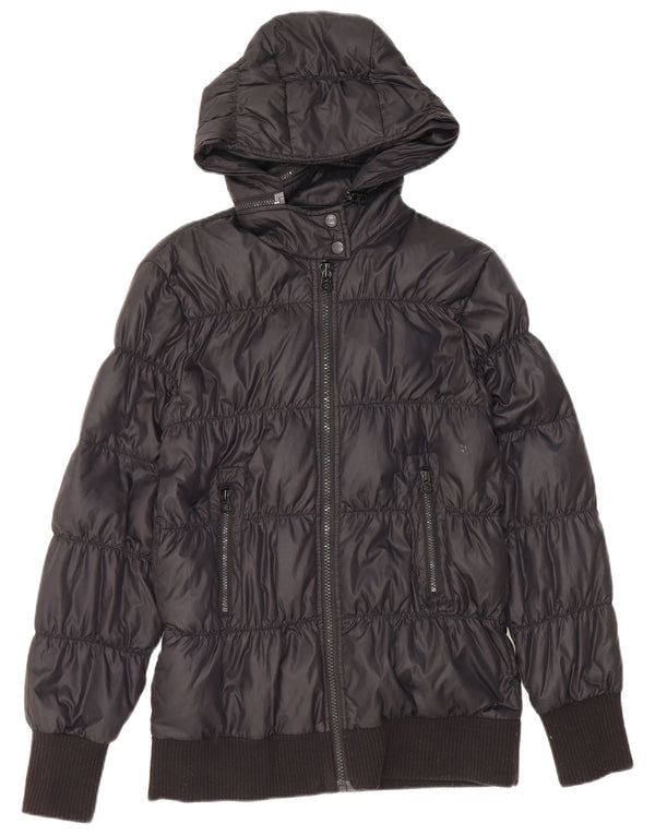 Replay Dame Hooded Padded Jacket UK 14 Large Black Polyamide