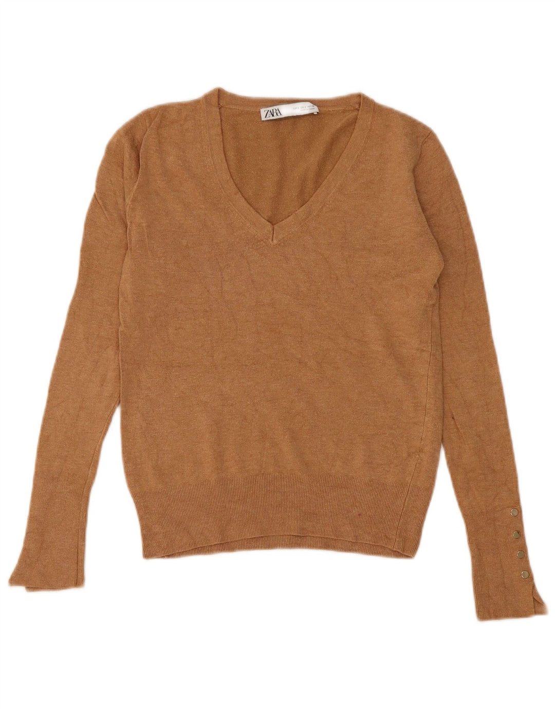 Zara Dame V-hals sweater UK 10 Small Beige