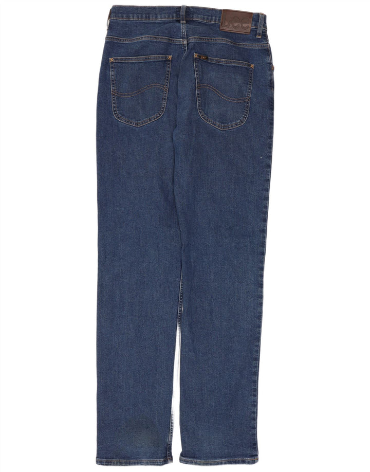 Lee Womens Regular Fit Straight Jeans W32 L34 Blå Bomuld