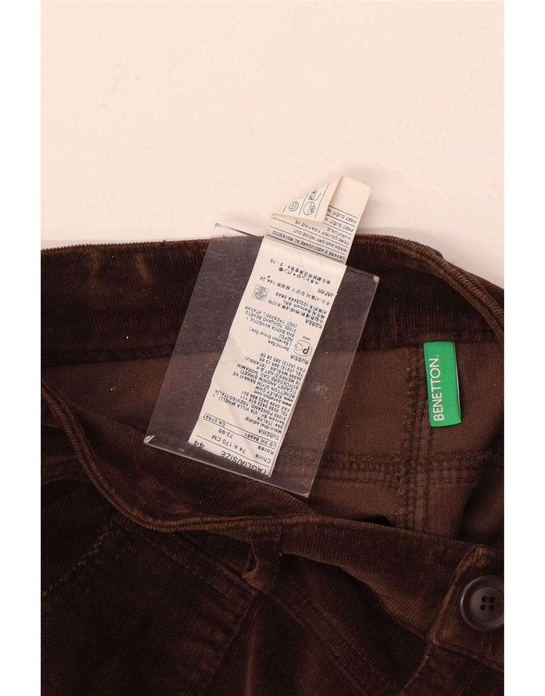 Benetton Dame Mini Corduroy Nederdel IT 44 Medium W32 Brun Bomuld