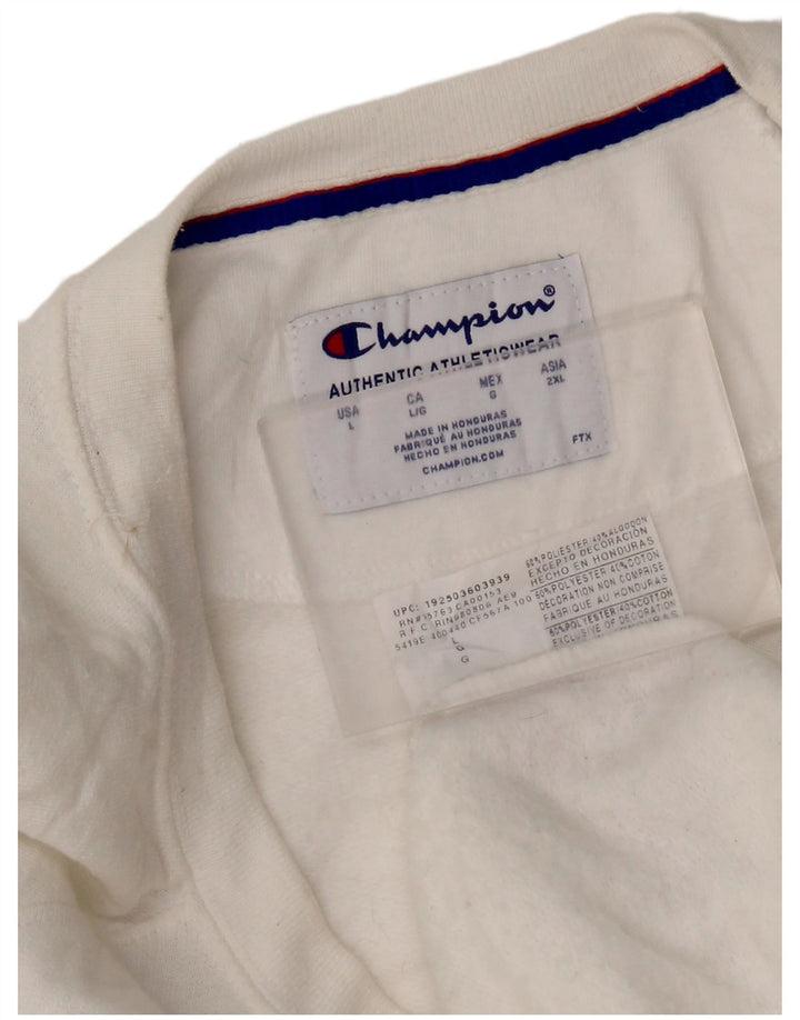 Champion Dame Grafisk Sweatshirt Jumper UK 16 Large White Polyester