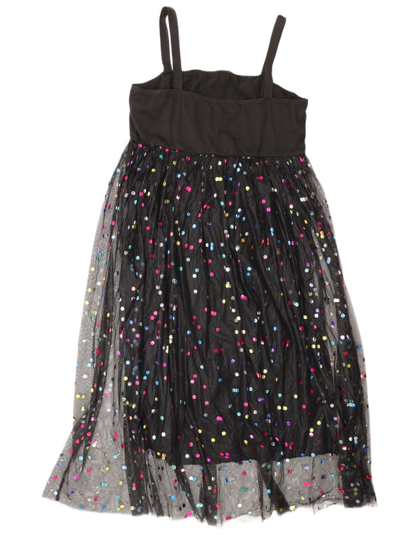 Shein Womens Curve Ærmeløs Empire Dress UK 20 2XL Sort Flecked