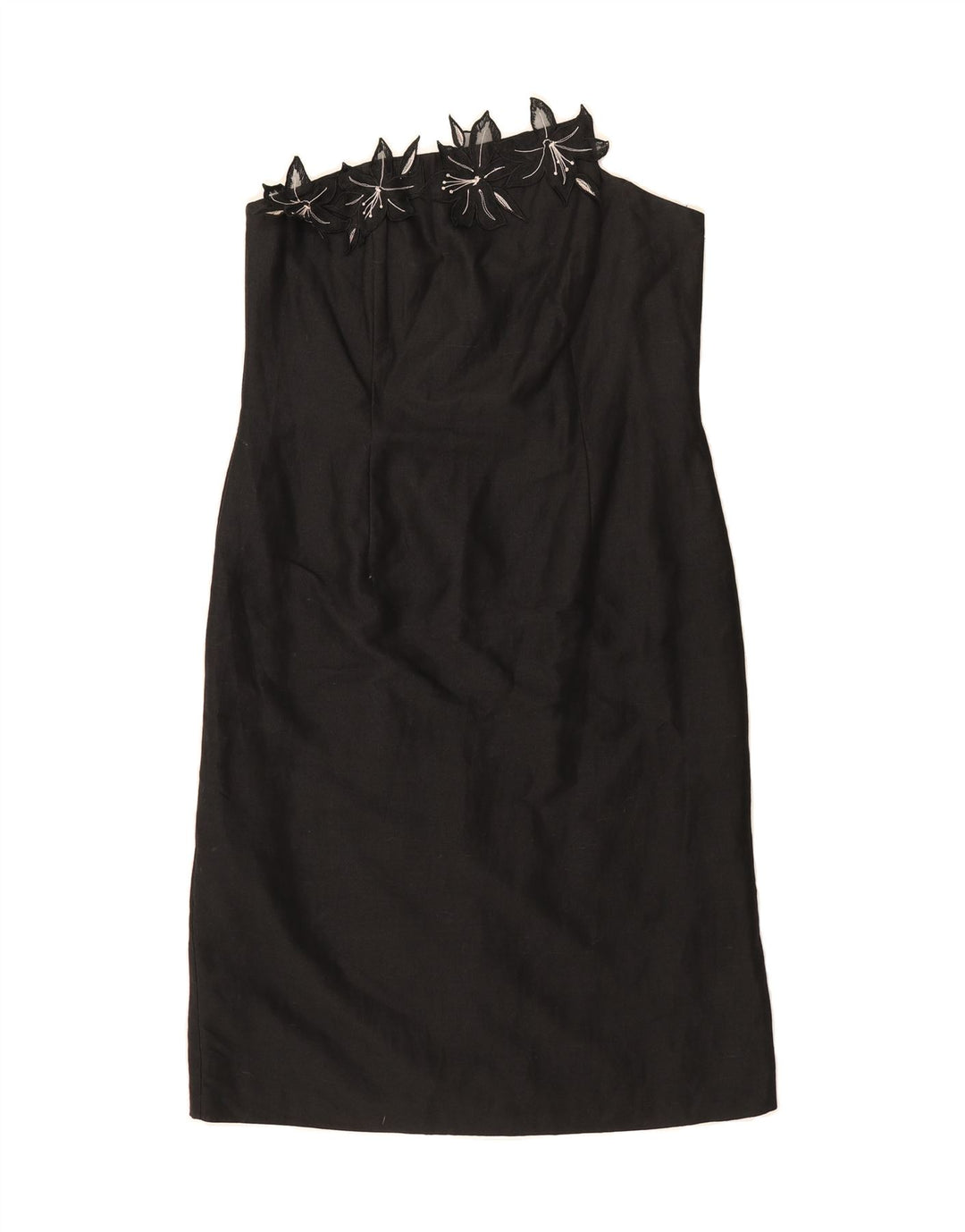 PRINCIPLES Womens Strapless Dress UK 16 Large Black Floral Linen Vintage Principles and Second-Hand Principles from Messina Hembry 
