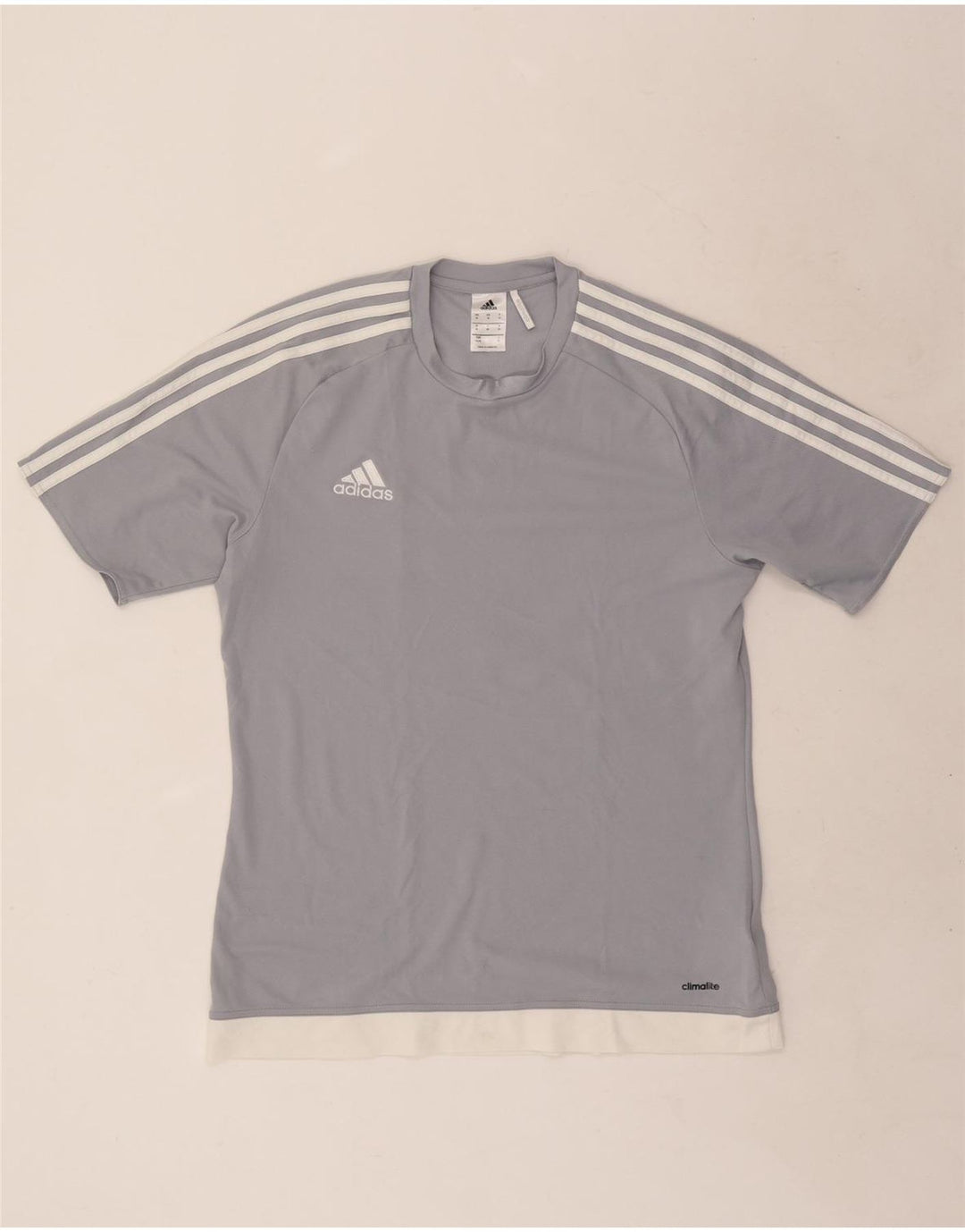 Adidas Herre Climalite T-Shirt Top Medium Grey Colourblock Polyester