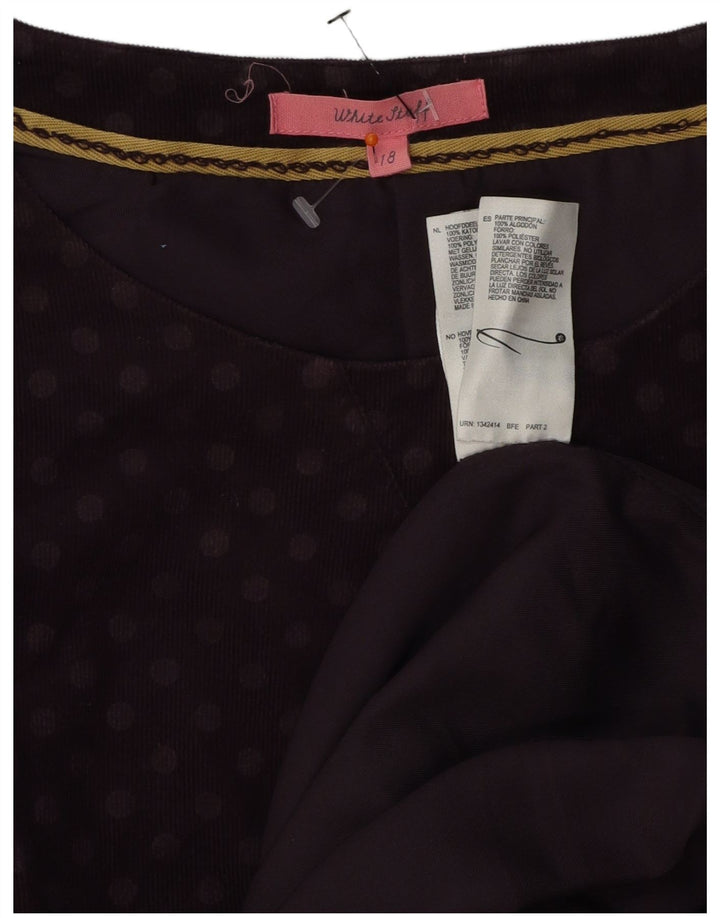 WHITE STUFF Kvinders ærmeløs skedekjole UK 18 XL Lilla Polka Dot