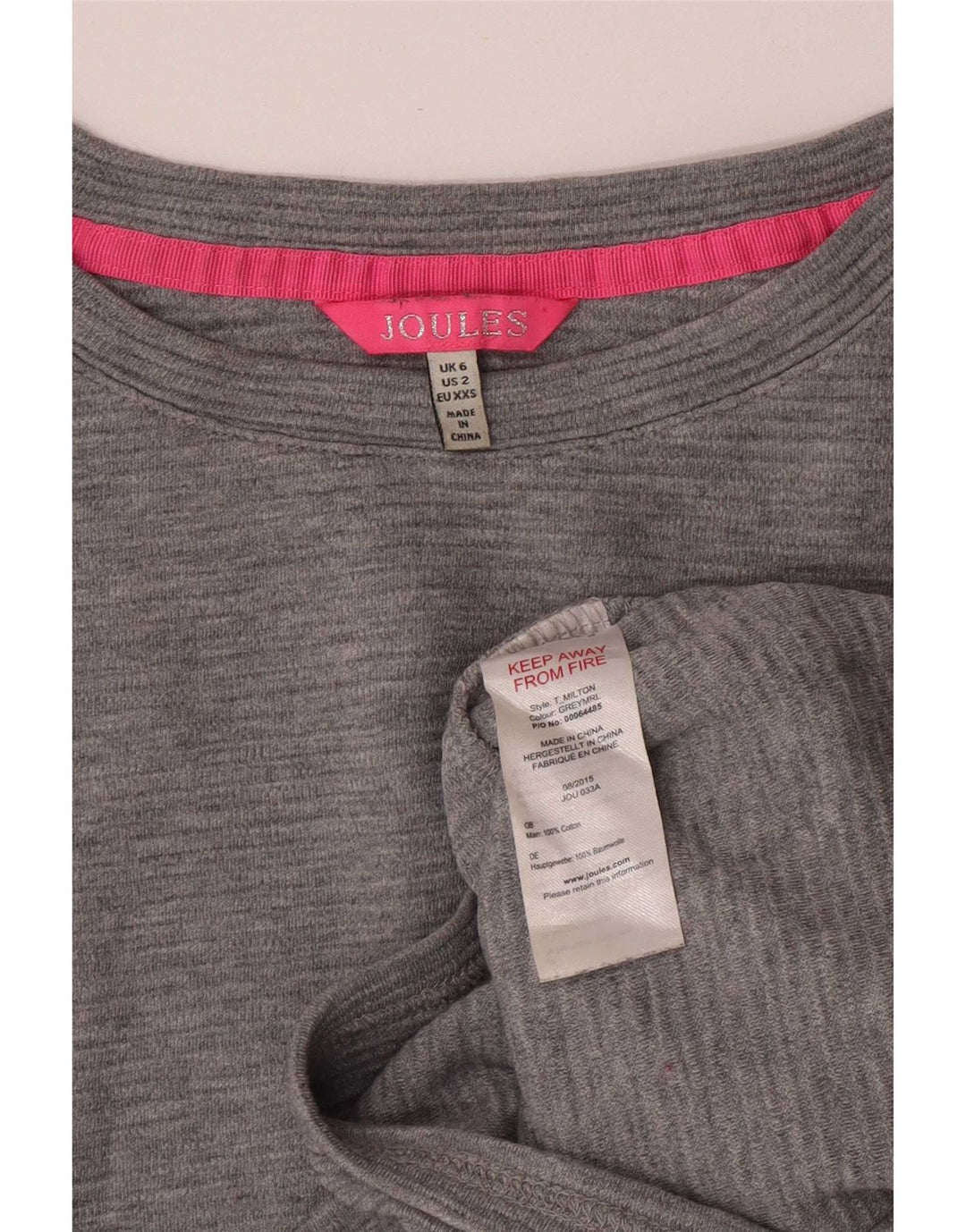 Joules Dame Oversized Top Langærmet UK 6 XS Grå Bomuld