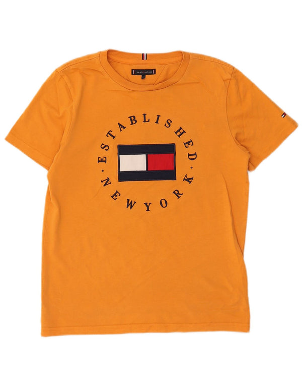 TOMMY HILFIGER Boys Graphic T-Shirt Top 14-15 Years Orange Cotton