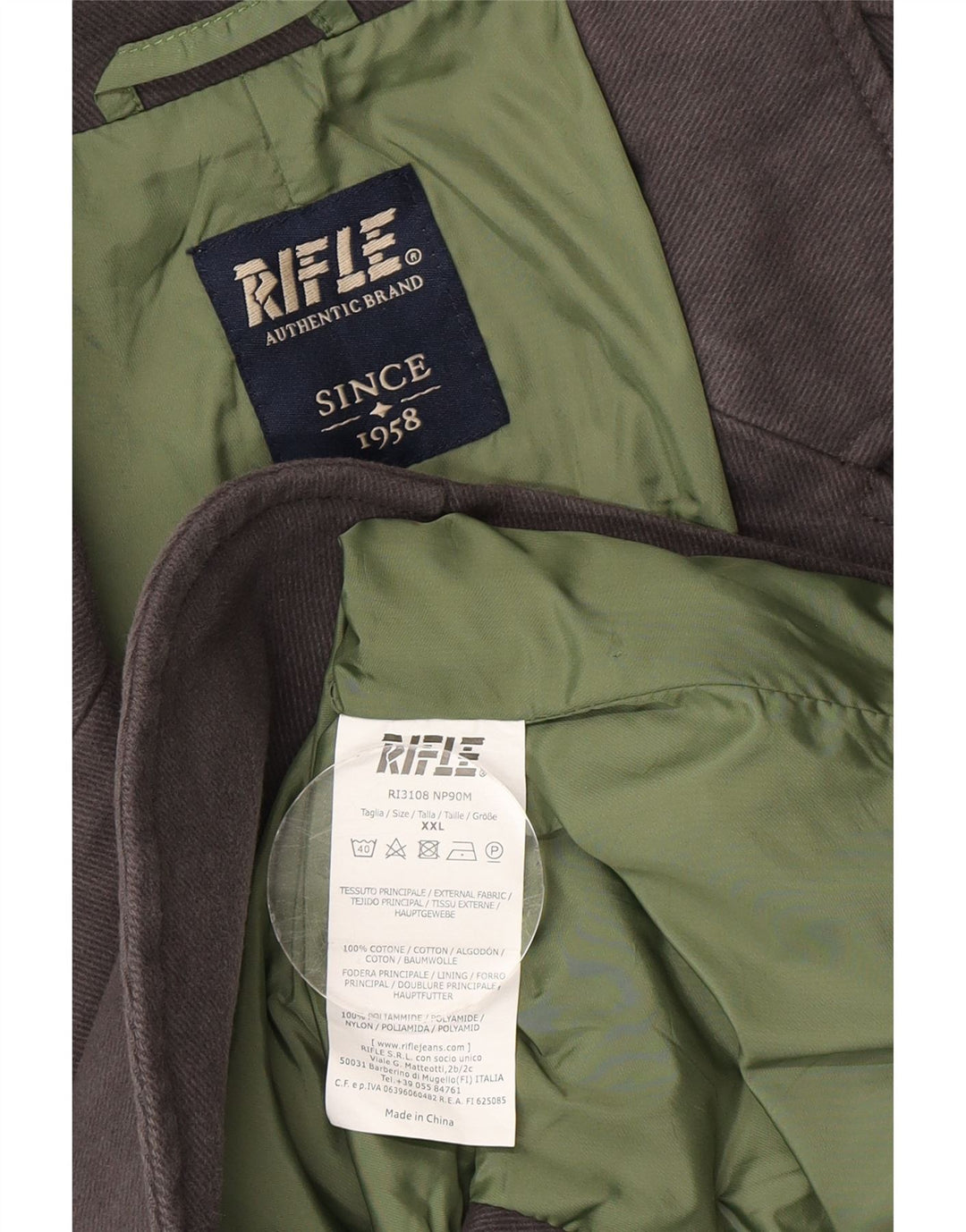 Rifle Herre 2 Button Blazer Jacket UK 44 2XL Grå Bomuld