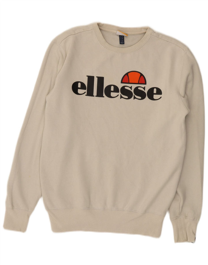 Ellesse Herre Grafisk Sweatshirt Jumper Lille Hvid Bomuld
